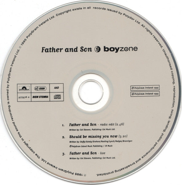 Boyzone : Father And Son (CD, Single)