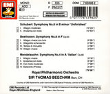 Franz Schubert, Ludwig van Beethoven, Felix Mendelssohn-Bartholdy, Royal Philharmonic Orchestra, Sir Thomas Beecham : Symphony No. 8 'Unfinished' / Symphony No. 8 / Symphony No. 4 'Italian' (CD, Comp, Mono, RM)