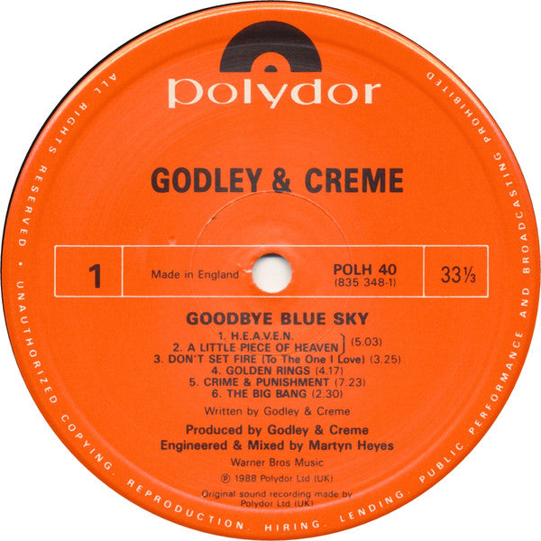 Godley & Creme : Goodbye Blue Sky (LP, Album)