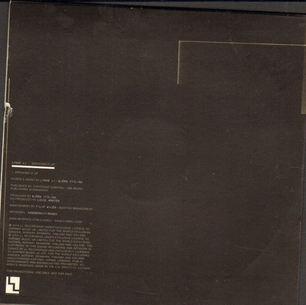 Lykke Li : Breaking It Up (CD, Single, Promo)