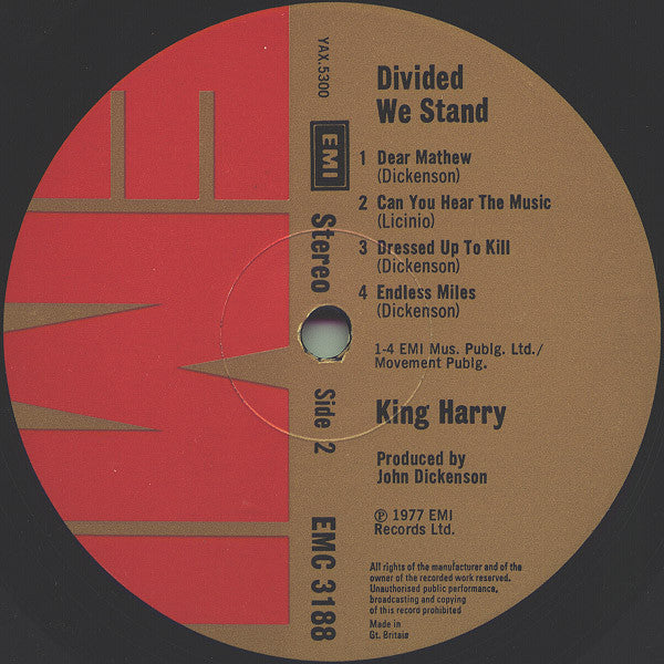 King Harry : Divided We Stand (LP, Album)
