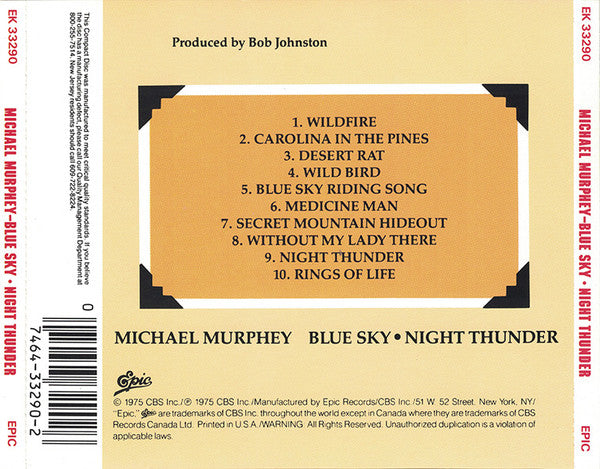 Michael Martin Murphey - Blue Sky  Night Thunder (CD) (Very Good Plus (VG)) - DaddyPop