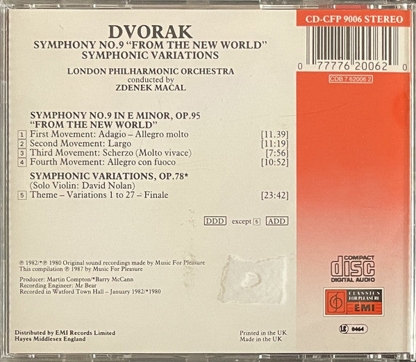 Antonín Dvořák - Zdeněk Mácal, London Philharmonic Orchestra : Symphony No.9 "From The New World" / Symphonic Variations (CD, Album)