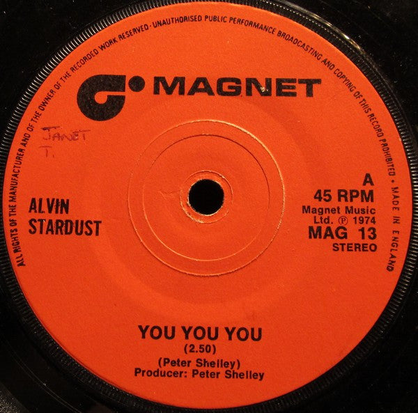 Alvin Stardust - You You You (7) (Very Good (VG)) - DaddyPop