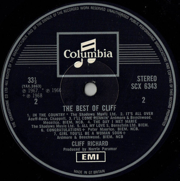Cliff Richard : The Best Of Cliff (LP, Album, Comp, RE)