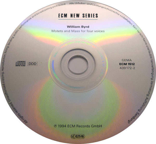 William Byrd, Theatre Of Voices, Paul Hillier : Motets And Mass For Four Voices (CD, Album, RE, RP)