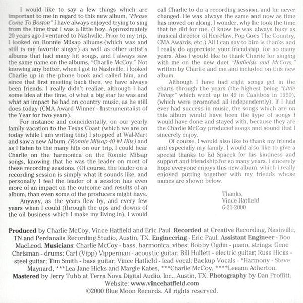 Vince Hatfield : Please Come To Boston (CD)