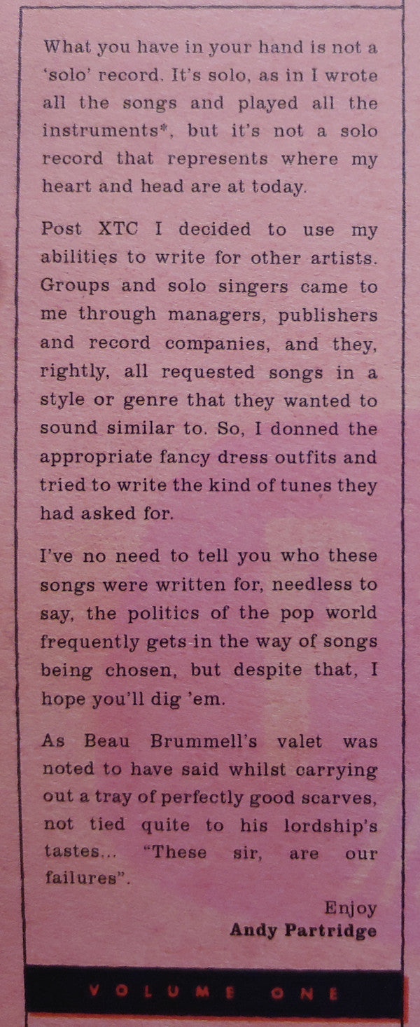 Andy Partridge : My Failed Songwriting Career (Volume One) (12", EP)