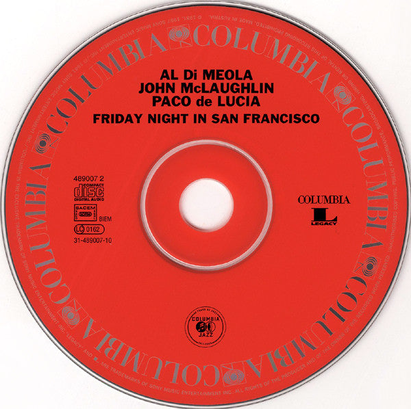 John McLaughlin, Al Di Meola, Paco De Lucía : Friday Night In San Francisco (HDCD, Album, RE, RM)