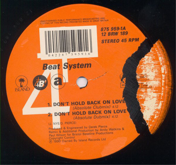 Beatsystem : Don't Hold Back On Love (12")