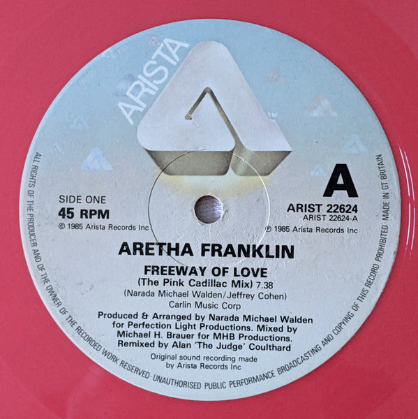 Aretha Franklin : Freeway Of Love (The Pink Cadillac Mix) (12", RE, Pin)