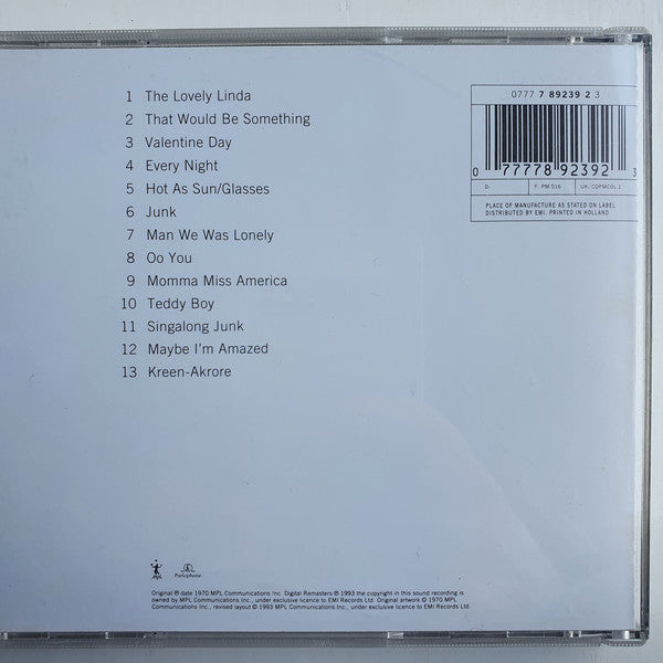 Paul McCartney : McCartney (CD, Album, RE, RM, RP)