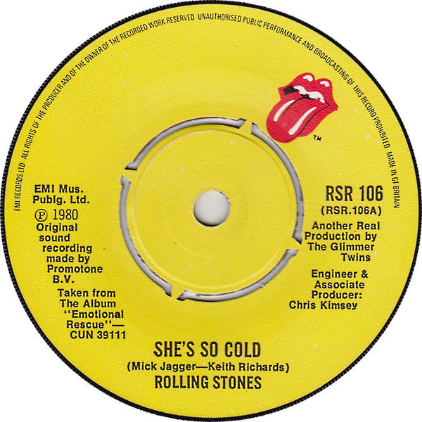 The Rolling Stones : She's So Cold (7", Single)