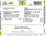 Franz Schubert, Felix Mendelssohn-Bartholdy - Berliner Philharmoniker, Herbert von Karajan : Symphonie Nr. 8 »Unvollendete« / Symphonie Nr. 4 »Italienische« (CD, Comp, RE, RM)