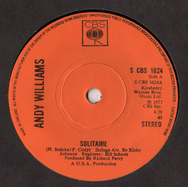 Andy Williams - Solitaire (7) (Very Good Plus (VG)) - DaddyPop