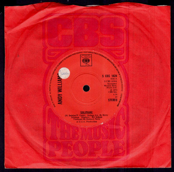 Andy Williams - Solitaire (7) (Very Good Plus (VG)) - DaddyPop