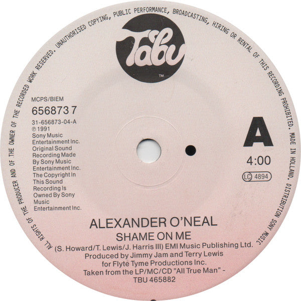 Alexander ONeal - Shame On Me (7) (Near Mint (NM Or M-)) - DaddyPop