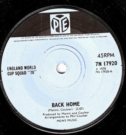 The England World Cup Squad : Back Home (7", Single, Sol)