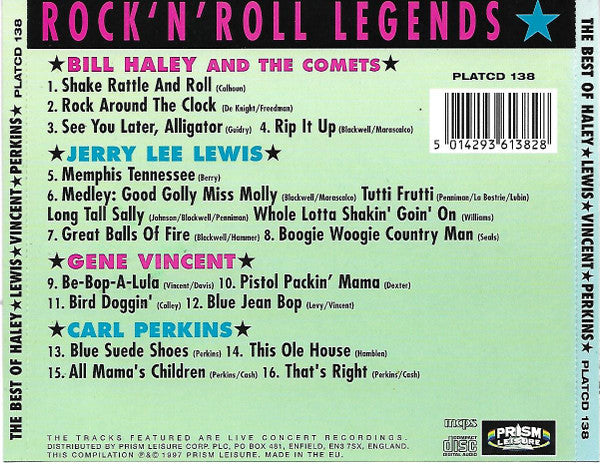Bill Haley, Jerry Lee Lewis, Gene Vincent, Carl Perkins : Rock 'N' Roll Legends - The Best Of Bill Haley * Jerry Lee Lewis * Gene Vincent * Carl Perkins (CD, Comp)