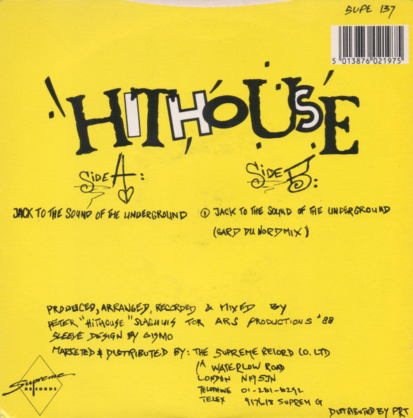 Hithouse : Jack To The Sound Of The Underground (7", Single, Blu)