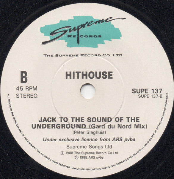 Hithouse : Jack To The Sound Of The Underground (7", Single, Blu)