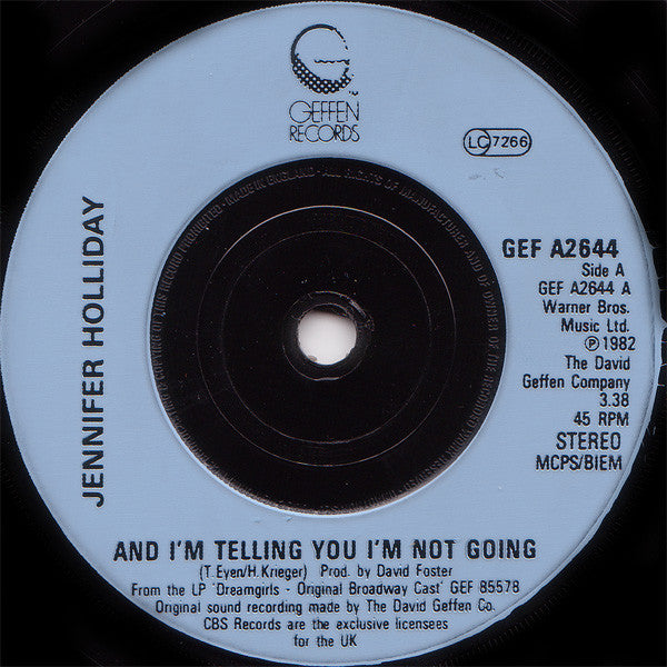 Jennifer Holliday : And I'm Telling You I'm Not Going (7", Single, Inj)