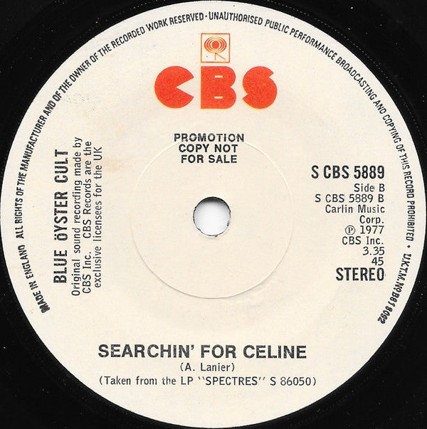 Blue Öyster Cult : Goin' Through The Motions (7", Promo)