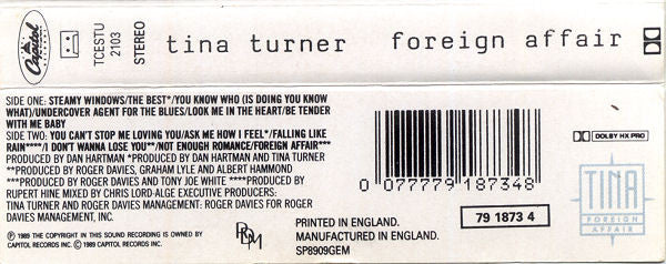 Tina Turner : Foreign Affair (Cass, Album)