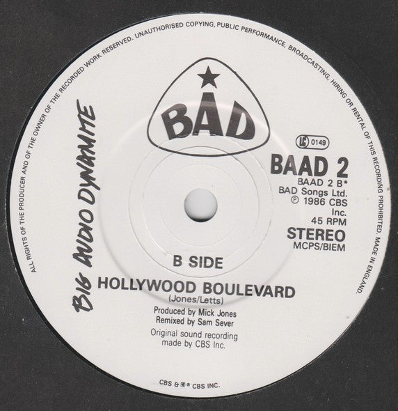 Big Audio Dynamite : V. Thirteen (7", Single)