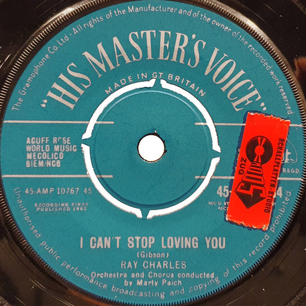 Ray Charles : I Can't Stop Loving You (7", Single, RP)