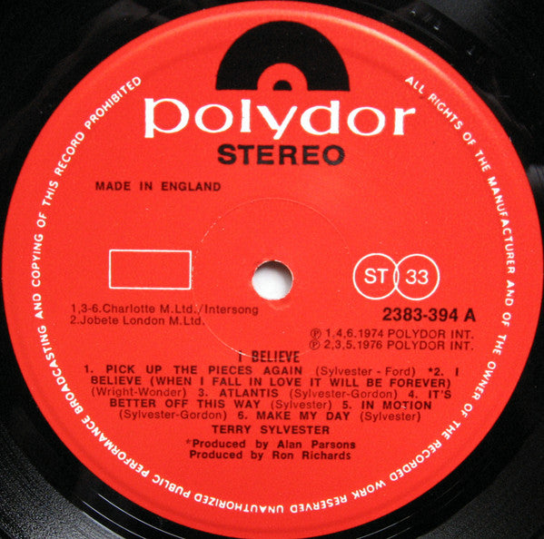 Terry Sylvester : I Believe (LP, Album)
