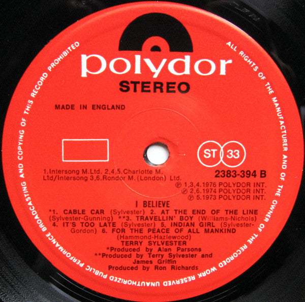 Terry Sylvester : I Believe (LP, Album)