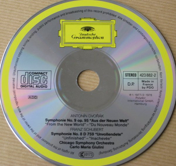 Antonn Dvok Franz Schubert Chicago Symphony Orchestra - Carlo Maria Giulini - Symphonie Nr.9 Aus Der Neuen Welt Symphonie Nr.8 Unvollendete (CD) (Very Good Plus (VG)) - DaddyPop