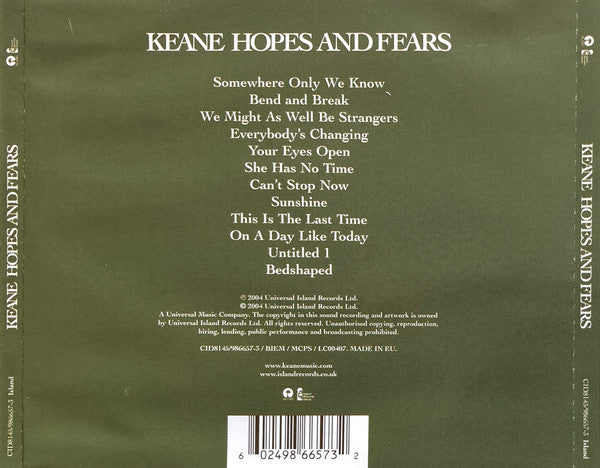 Keane : Hopes And Fears (CD, Album, S/Edition)