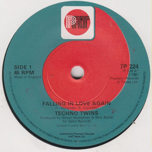 Techno Twins : Falling In Love Again (7", Single)