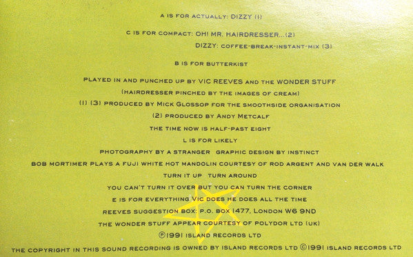 Vic Reeves And The Wonder Stuff : Dizzy (CD, Single)