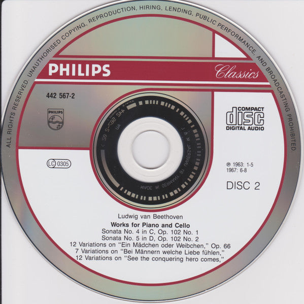 Ludwig van Beethoven - Mstislav Rostropovich, Sviatoslav Richter, Maurice Gendron, Jean Françaix : Complete Music For Cello And Piano (2xCD, Comp, RE, RM)