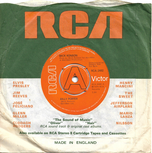 Mick Ronson : Billy Porter (7", Single, Promo, Pus)