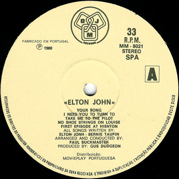 Elton John : Elton John (LP, Album, RE)