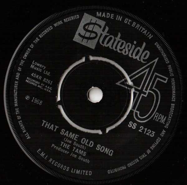 The Tams : Be Young Be Foolish, Be Happy / That Same Old Song (7", Single, Pus)