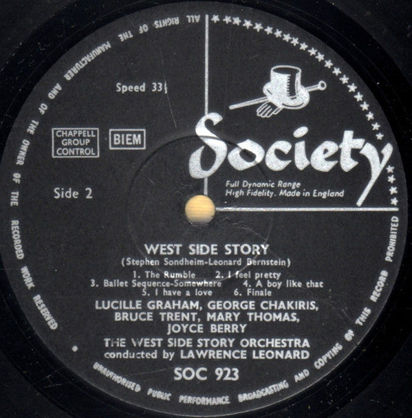 West Side Story 1963 London Cast, Orchestra Conducted By Lawrence Leonard With George Chakiris, Bruce Trent, Lucille Graham - West Side Story (LP) (Very Good (VG)) - DaddyPop