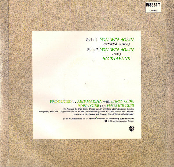 Bee Gees : You Win Again (12", Single)