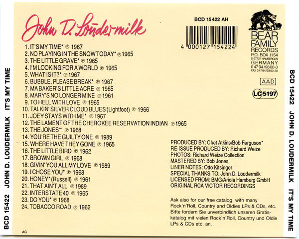 John D. Loudermilk : It's My Time (CD, Comp)
