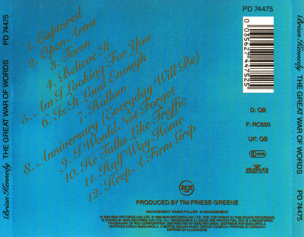 Brian Kennedy : The Great War Of Words (CD, Album)