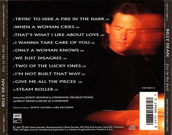Billy Dean : Fire In The Dark (CD, Album)