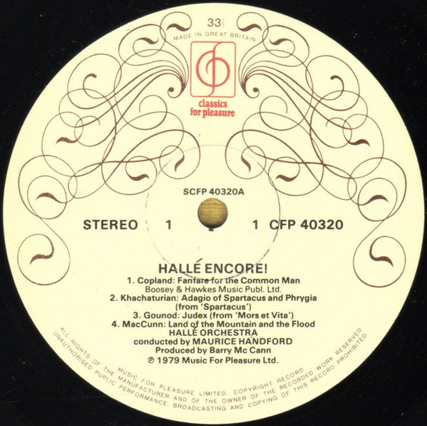 Hallé Orchestra, Maurice Handford : Hallé Encore! (LP)