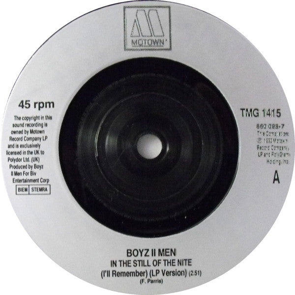 Boyz II Men : In The Still Of The Nite (I'll Remember) (7")