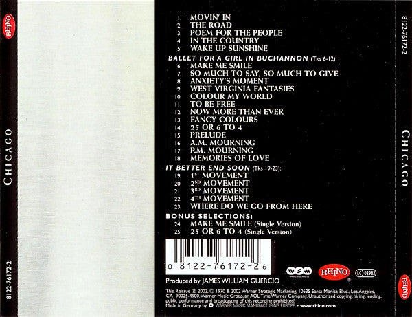 Chicago (2) : Chicago (CD, Album, RE, RM)