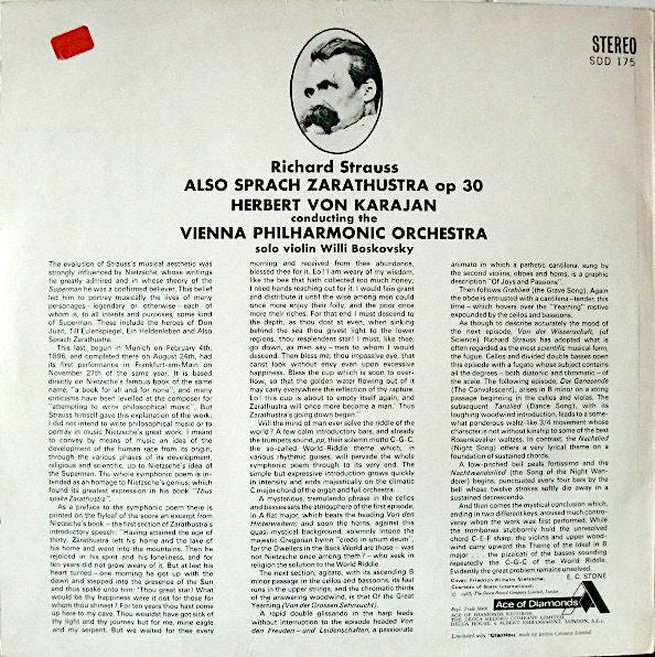 Richard Strauss, Wiener Philharmoniker, Herbert von Karajan : Also Sprach Zarathustra (LP, RE)