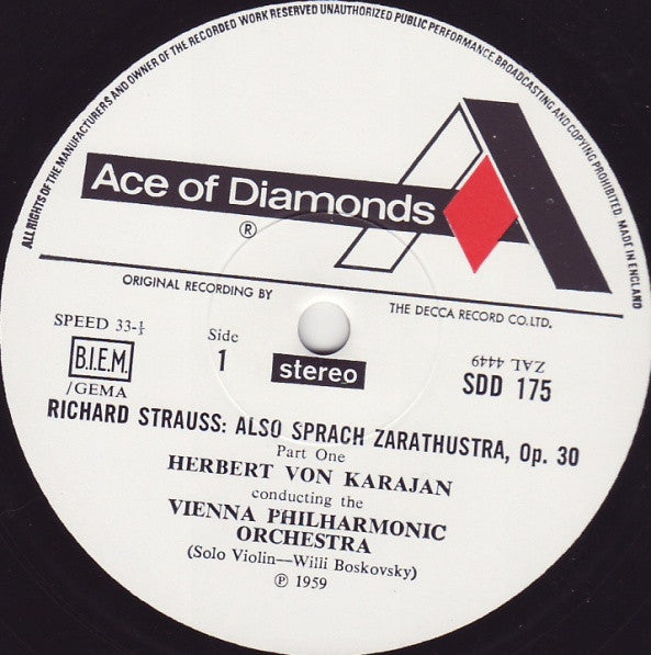 Richard Strauss, Wiener Philharmoniker, Herbert von Karajan : Also Sprach Zarathustra (LP, RE)